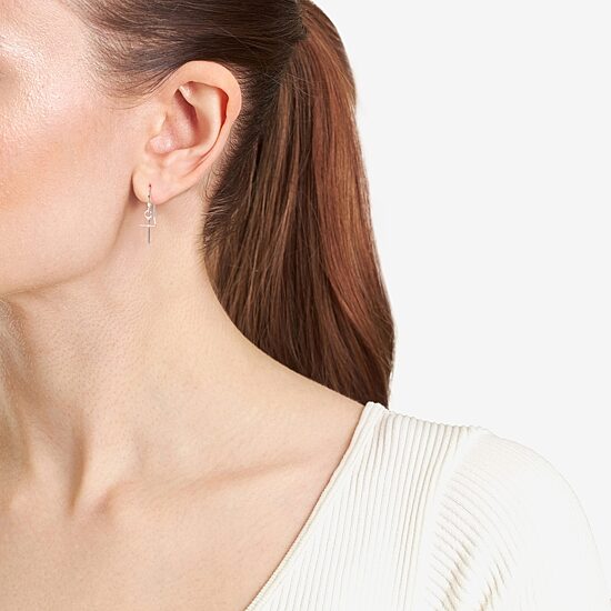 Silver Treasures Womens Sterling Silver Cross Drop Earrings