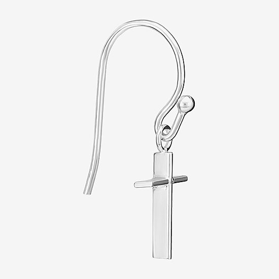 Silver Treasures Womens Sterling Silver Cross Drop Earrings