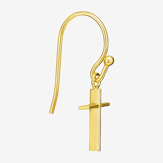 Silver Treasures Womens 14K Gold Over Silver Cross Drop Earrings