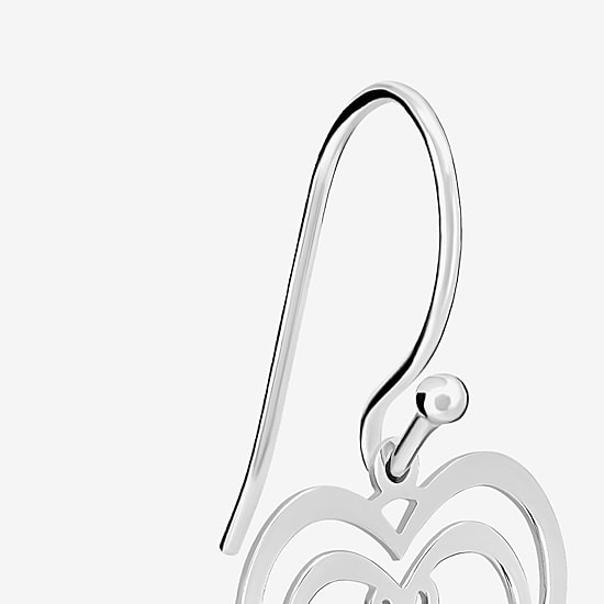 Silver Treasures Womens Sterling Silver Cross Heart Drop Earrings
