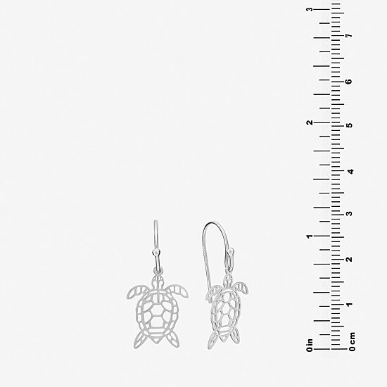 Silver Treasures Turtle Womens Sterling Silver Drop Earrings