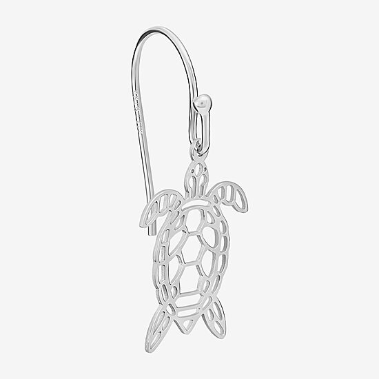 Silver Treasures Turtle Womens Sterling Silver Drop Earrings