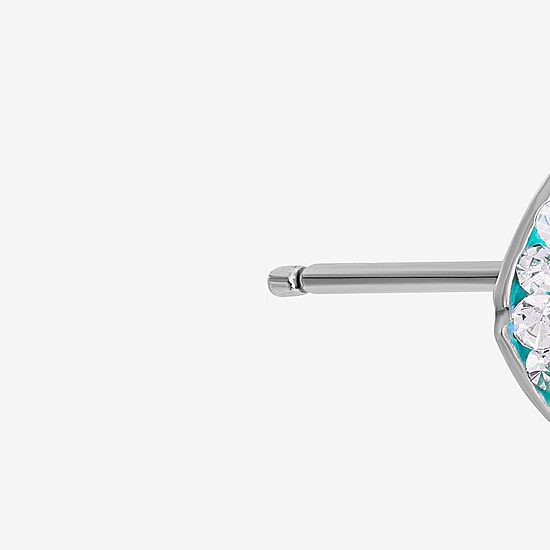 Silver Treasures Fish Multi Color Crystal Sterling Silver 8.6mm Stud Earrings