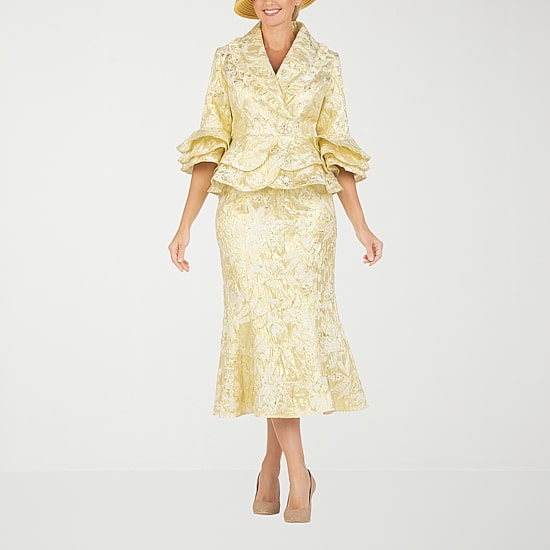 Giovanna Collection 2-pc. Brocade Skirt Suit-Plus