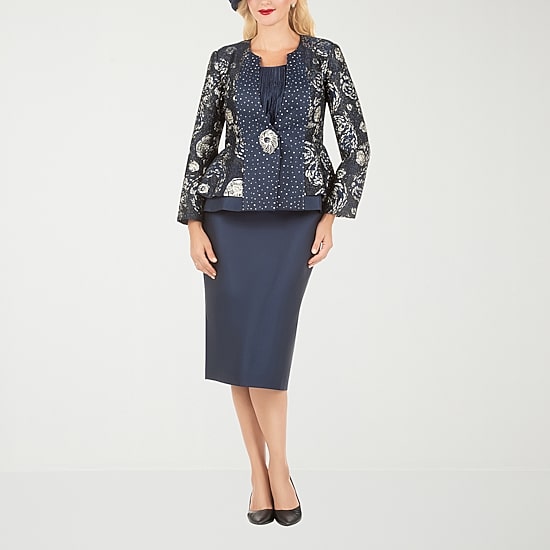 Giovanna Collection 3-pc. Brocade Skirt Suit