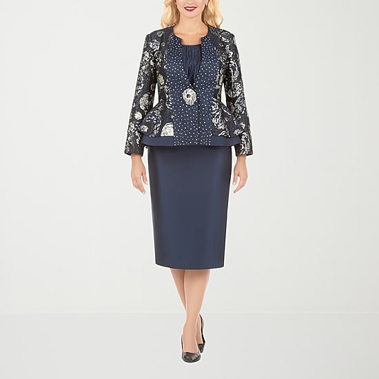 Giovanna Collection 3-pc. Brocade Skirt Suit
