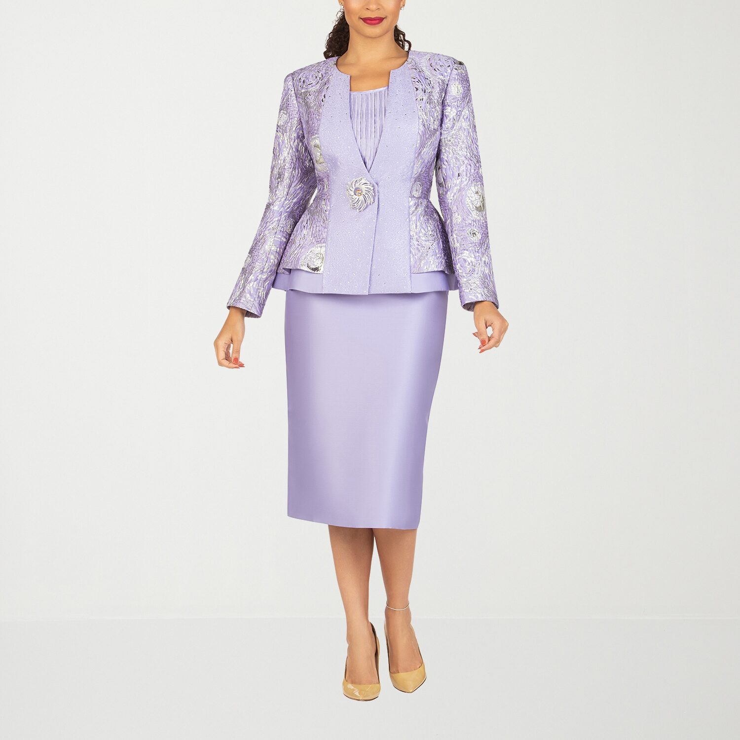 Giovanna Collection 3-pc. Brocade Skirt Suit-Plus