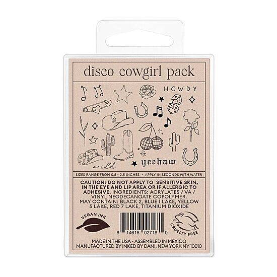 Inked By Dani Disco Cowgirl Temporary Tattoo Pack