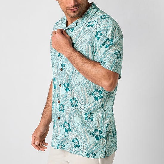St. John's Bay Button-Down Mens Short Sleeve Breathable Camp Shirt