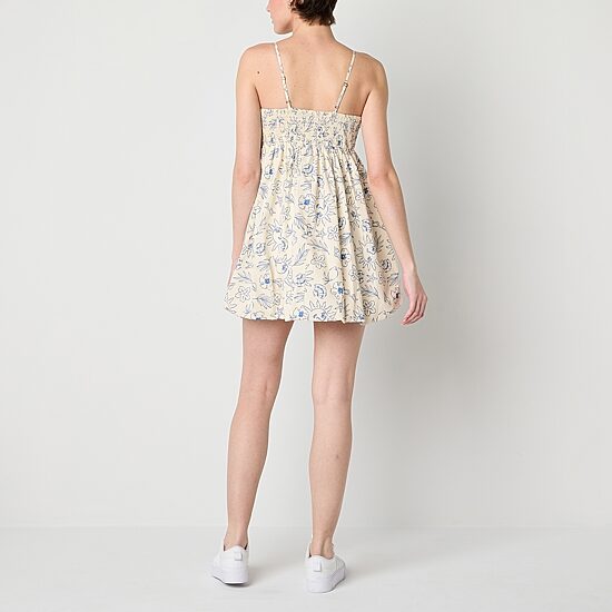 Arizona Bubble Hem Womens Juniors Square Neck Sleeveless Fit + Flare Dress