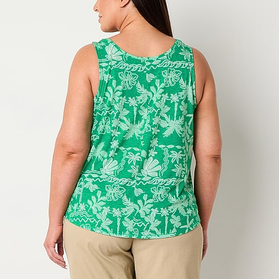 St. John's Bay Womens Plus Scoop Neck Sleeveless Tank Top