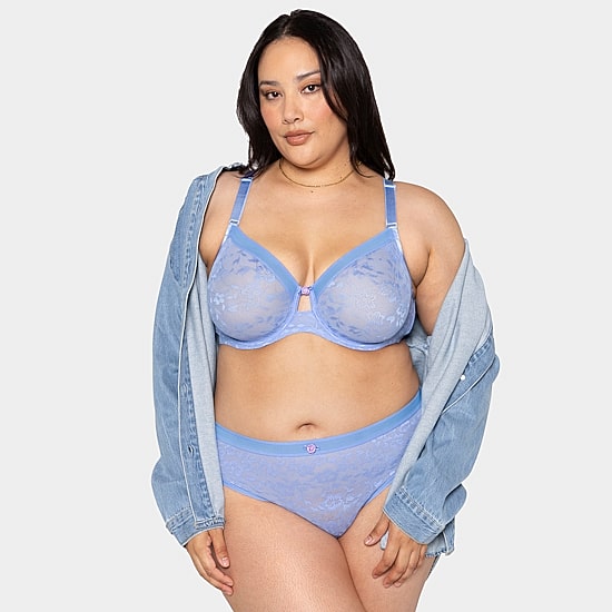 Curvy Couture No Show Lace High Cut Brief Panty - 1363