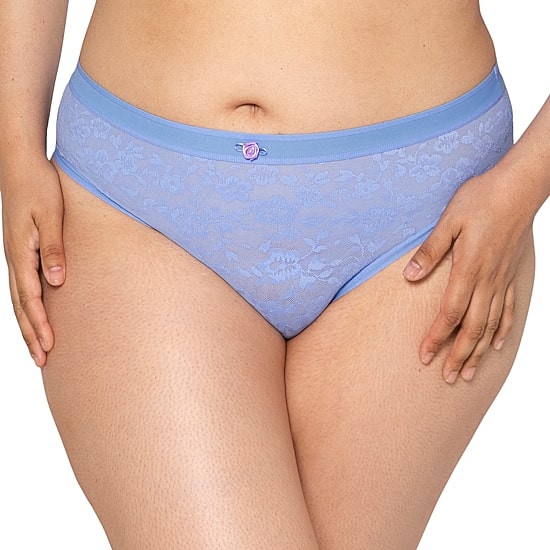 Curvy Couture No Show Lace High Cut Brief Panty - 1363
