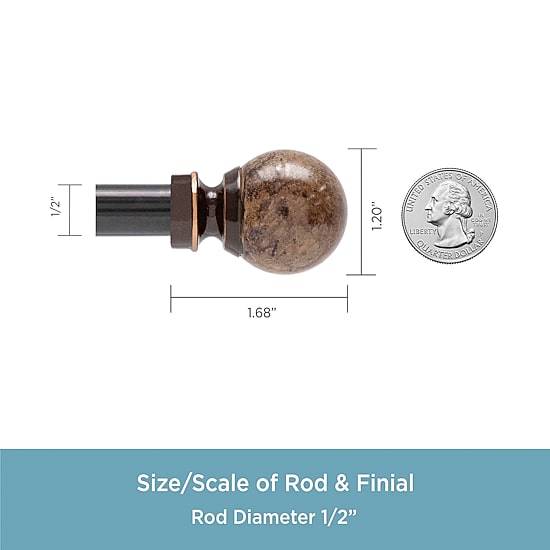 Kenney Jillian Petite Marble Ball 1/2 IN Adjustable Curtain Rod