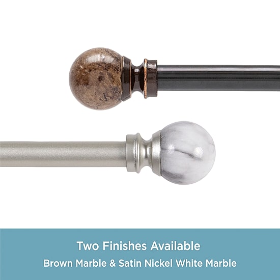 Kenney Jillian Petite Marble Ball 1/2 IN Adjustable Curtain Rod