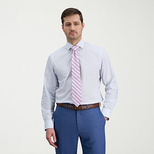 Haggar Mens Classic Fit Wrinkle Free Long Sleeve Dress Shirt, 18.5 36-37, Blue