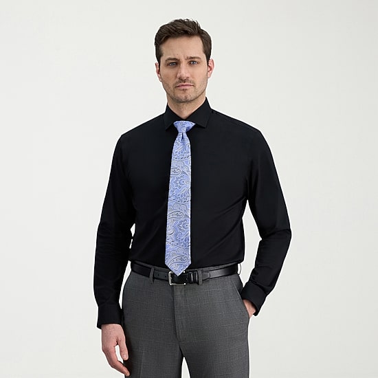 Haggar Mens Classic Fit Wrinkle Free Long Sleeve Dress Shirt