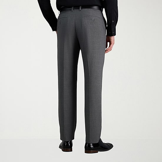 Haggar JMH Sharkskin Mens Stretch Fabric Classic Fit Windowpane Flat Front Suit Pant