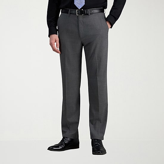 Haggar JMH Sharkskin Mens Stretch Fabric Classic Fit Windowpane Flat Front Suit Pant