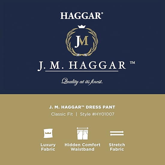 Haggar JMH Sharkskin Mens Stretch Fabric Classic Fit Windowpane Flat Front Suit Pant