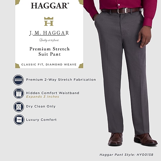 Haggar Mens Regular Fit Dress Flat Front Pant