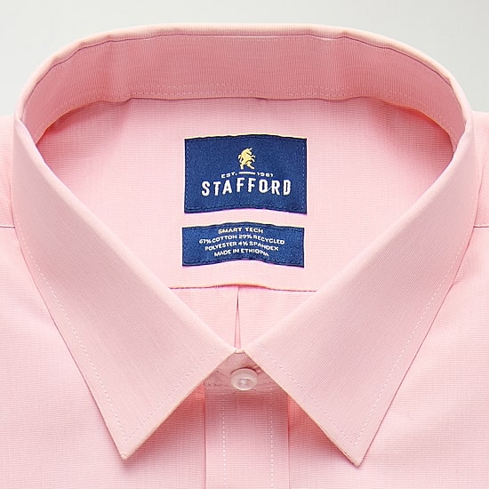 Stafford Smart Tech Big And Tall Mens Regular Fit Stretch Fabric Wrinkle Free Long Sleeve Dress Shirt