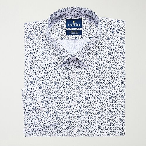 Stafford Smart Tech Big And Tall Mens Regular Fit Stretch Fabric Wrinkle Free Long Sleeve Dress Shirt, 18-18.5 36-37, Blue