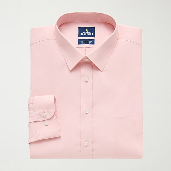 Stafford Smart Tech Big And Tall Mens Regular Fit Stretch Fabric Wrinkle Free Long Sleeve Dress Shirt