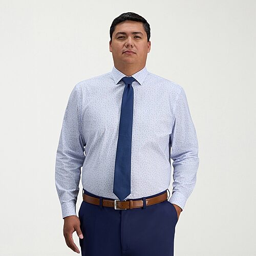 Haggar Big and Tall Mens Classic Fit Wrinkle Free Long Sleeve Dress Shirt, 18.5 36-37, Blue