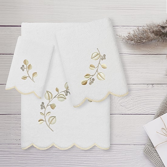 Linum Home Textiles Wild Branch Scallop 3-pc. Quick Dry Bath Towel Set