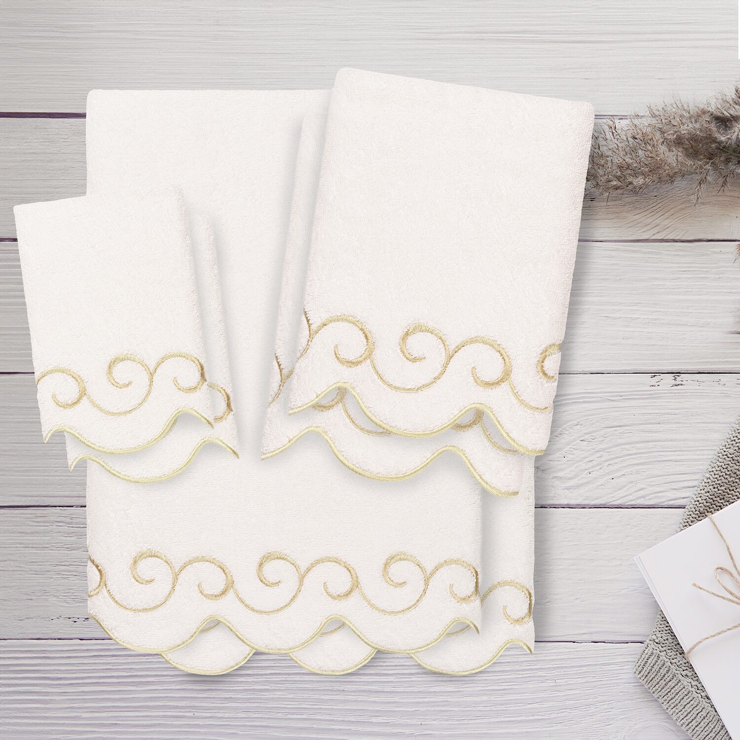Linum Home Textiles Simplicity Scallop 6-pc. Quick Dry Bath Towel Set