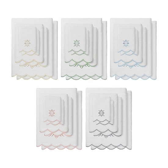Linum Home Textiles Flower Crest Scallop 6-pc. Quick Dry Bath Towel Set
