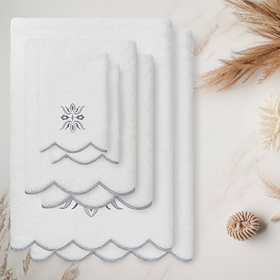 Linum Home Textiles Flower Crest Scallop 6-pc. Quick Dry Bath Towel Set