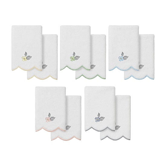 Linum Home Textiles Hydea Scallop 2-pc. Embellished Fingertip Towel