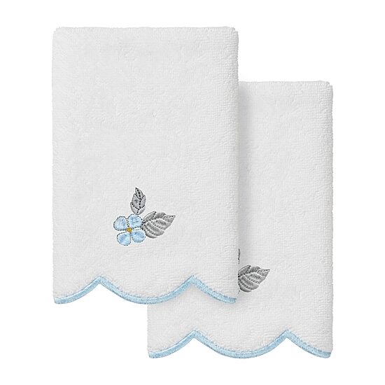 Linum Home Textiles Hydea Scallop 2-pc. Embellished Fingertip Towel