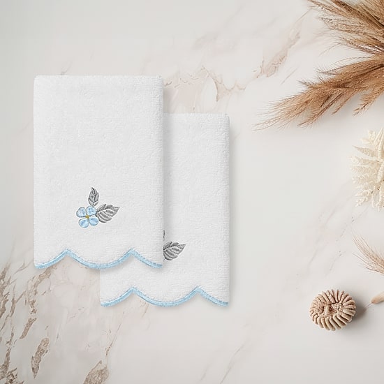 Linum Home Textiles Hydea Scallop 2-pc. Embellished Fingertip Towel