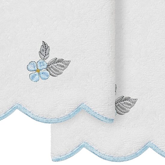 Linum Home Textiles Hydea Scallop 2-pc. Embellished Fingertip Towel