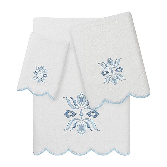 Linum Home Textiles Flower Crest Scallop 3-pc. Quick Dry Bath Towel Set