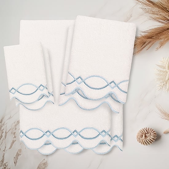 Linum Home Textiles Diamond Chain Scallop 6-pc. Quick Dry Bath Towel Set