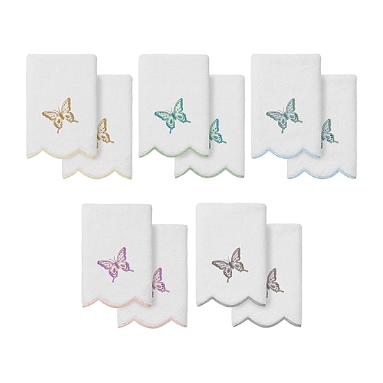 Linum Home Textiles Britney Scallop 2-pc. Embellished Fingertip Towel