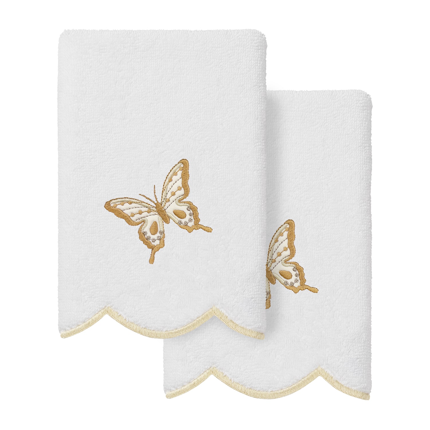 Linum Home Textiles Britney Scallop 2-pc. Embellished Fingertip Towel