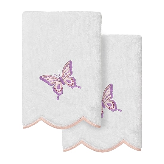 Linum Home Textiles Britney Scallop 2-pc. Embellished Fingertip Towel