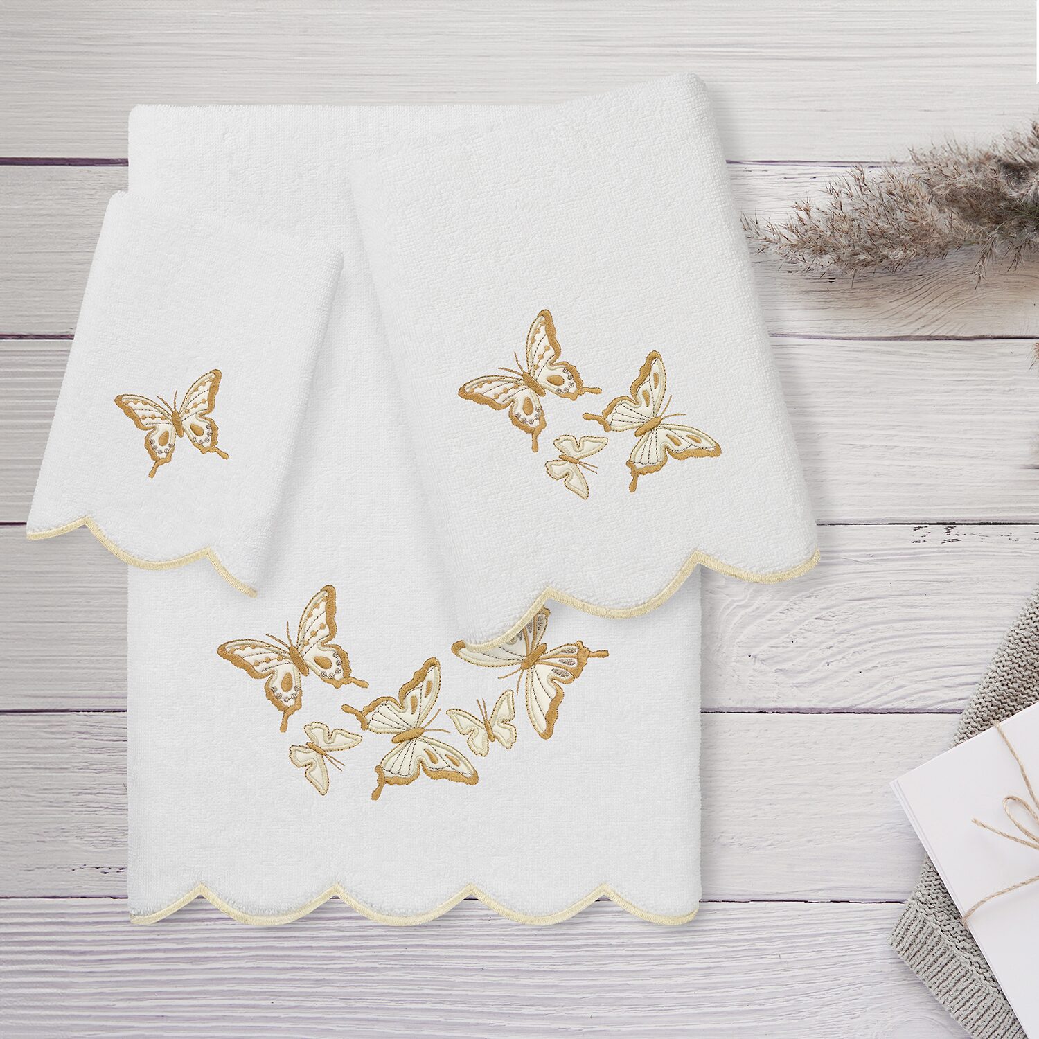 Linum Home Textiles Britney Scallop 3-pc. Quick Dry Bath Towel Set