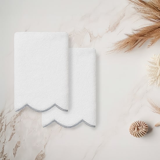 Linum Home Textiles Adornia Scallop 2-pc. Fingertip Towel