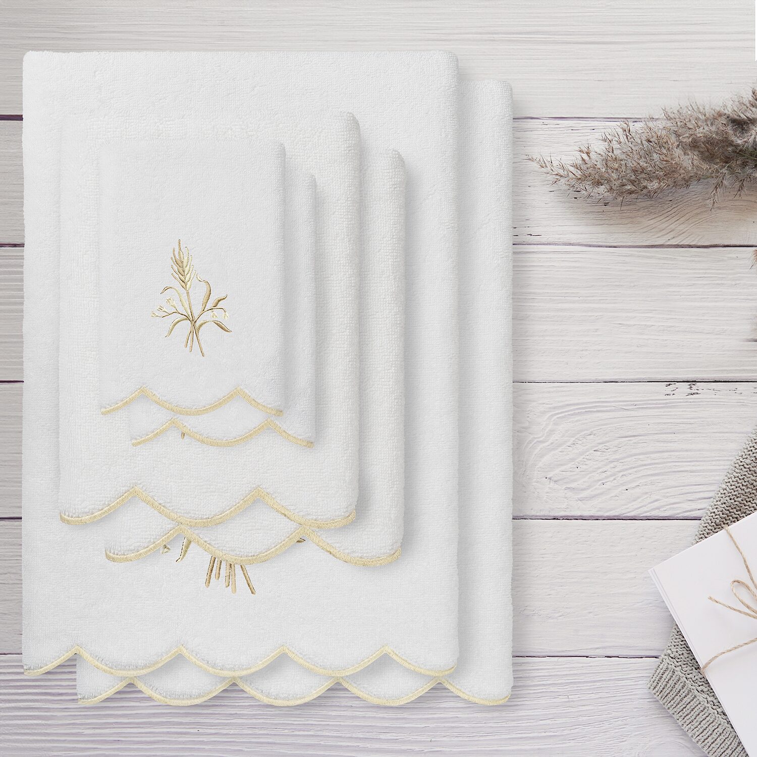 Linum Home Textiles Whitney Scallop -pc. Quick Dry Bath Towel Set