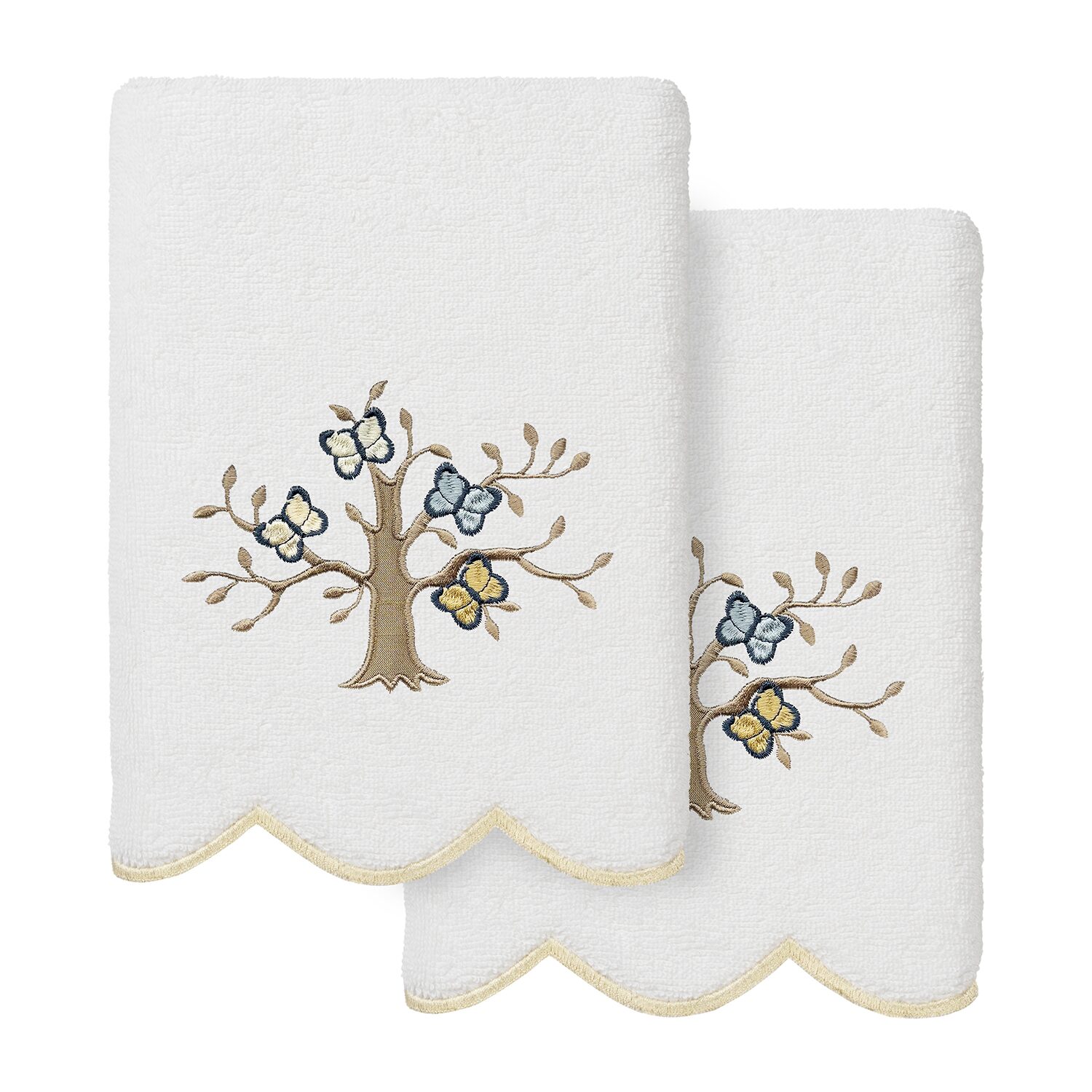 Linum Home Textiles Teresa Scallop 2-pc. Embellished Hand Towel