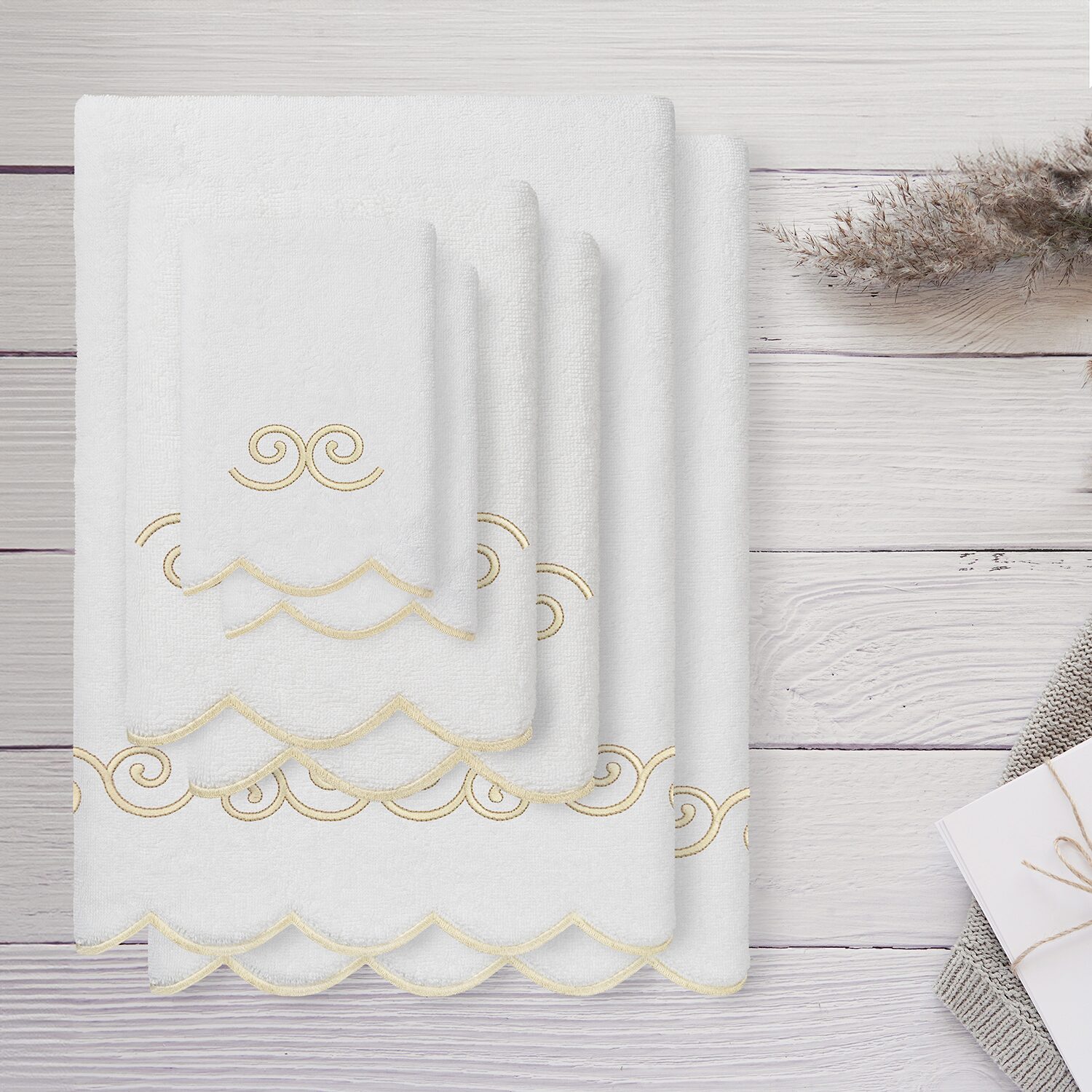 Linum Home Textiles Symmetra Scallop 6-pc. Quick Dry Bath Towel Set