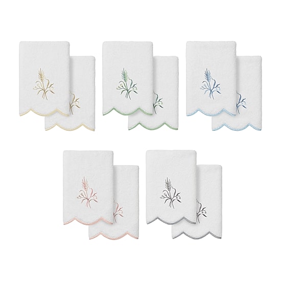 Linum Home Textiles Whitney Scallop 2-pc. Embellished Fingertip Towel