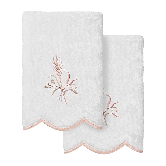 Linum Home Textiles Whitney Scallop 2-pc. Embellished Fingertip Towel