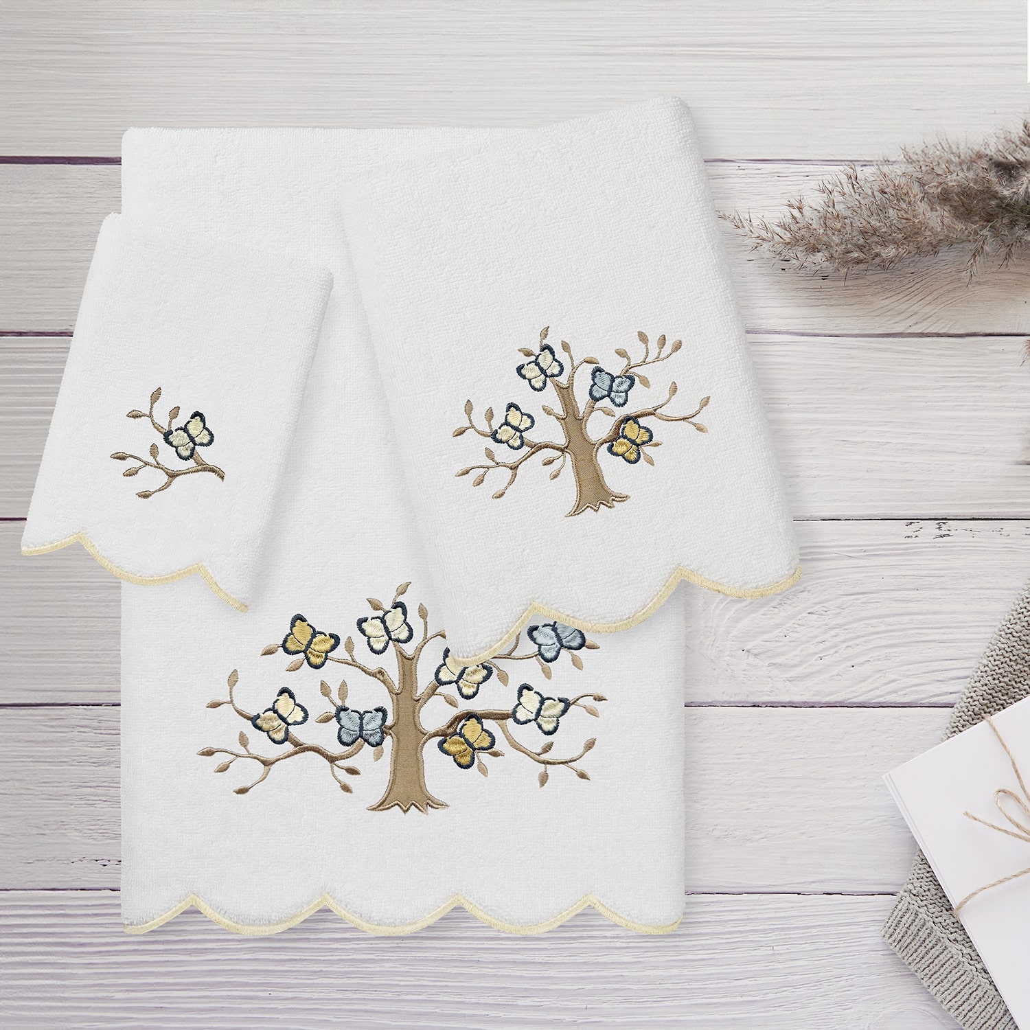 Linum Home Textiles Teresa Scallop 3-pc. Quick Dry Bath Towel Set